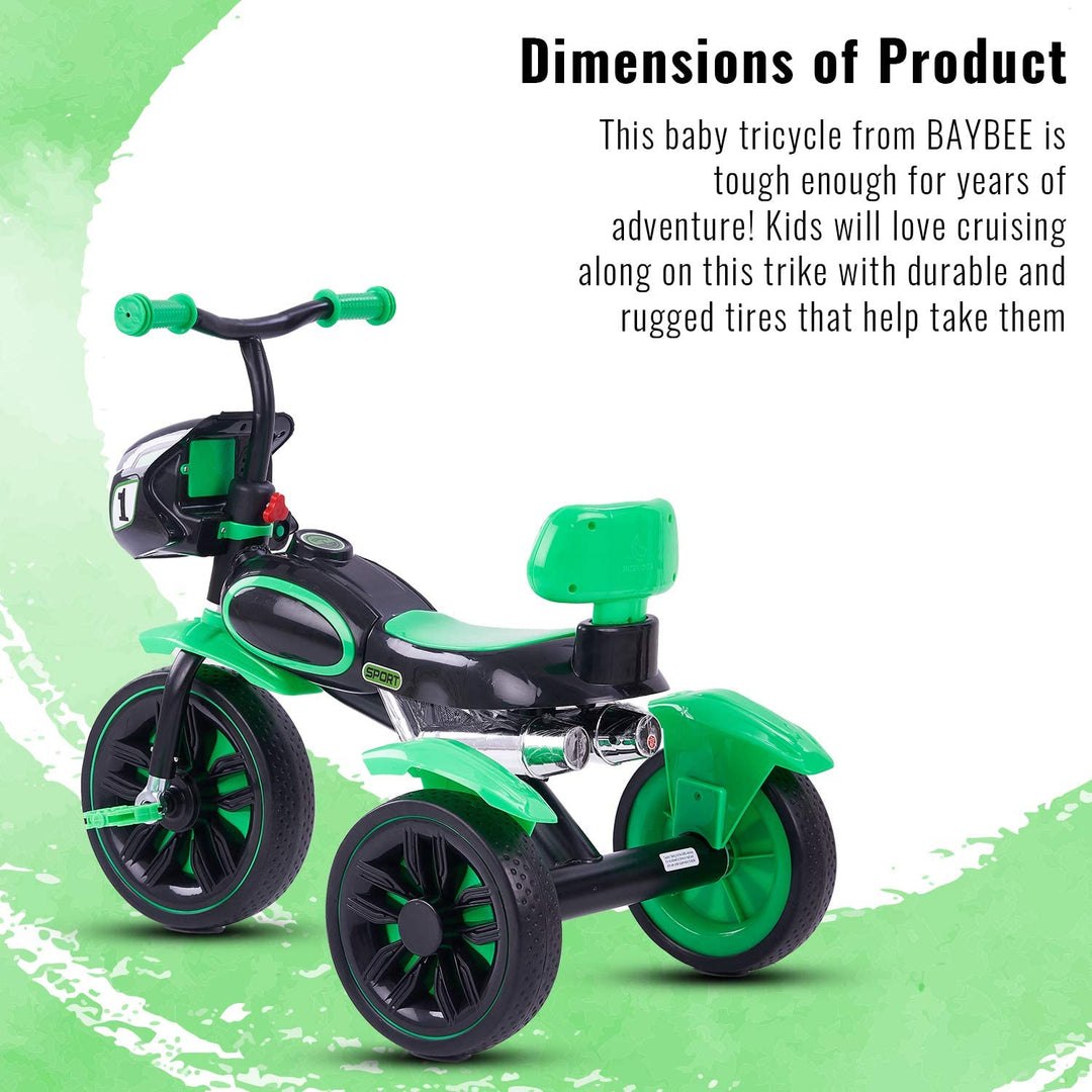 Harley Baby Tricycle for Kids 2 to 5 Years, Smart Plug n Play Baby Tricycle Cycle with Led Light & Music High Backrest