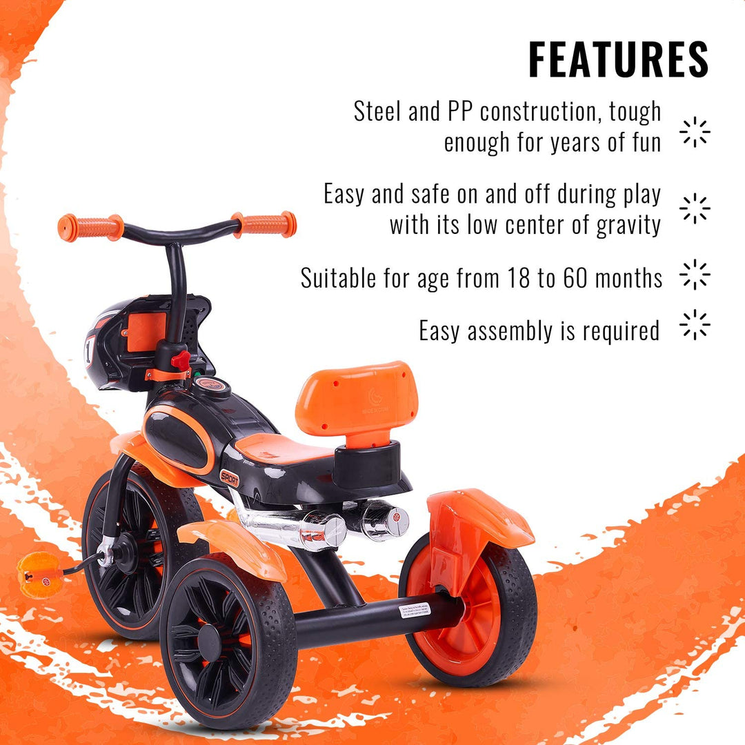 Harley Baby Tricycle for Kids 2 to 5 Years, Smart Plug n Play Baby Tricycle Cycle