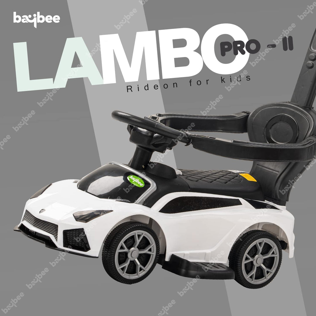 2 in 1 Baby Ride On Car for Kids,Push Car for Kids with Music & High Backrest | Toddler/Infants Ride On Car Suitable Kids for Boys & Girls (1-3 Years) (Lambo Pro-White)