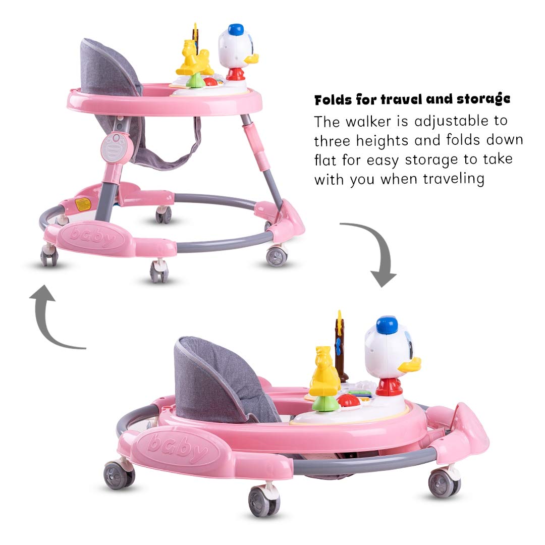 Kidzee Round Kids Walker with Foldable & 3 Height Adjustable | Walker for Baby