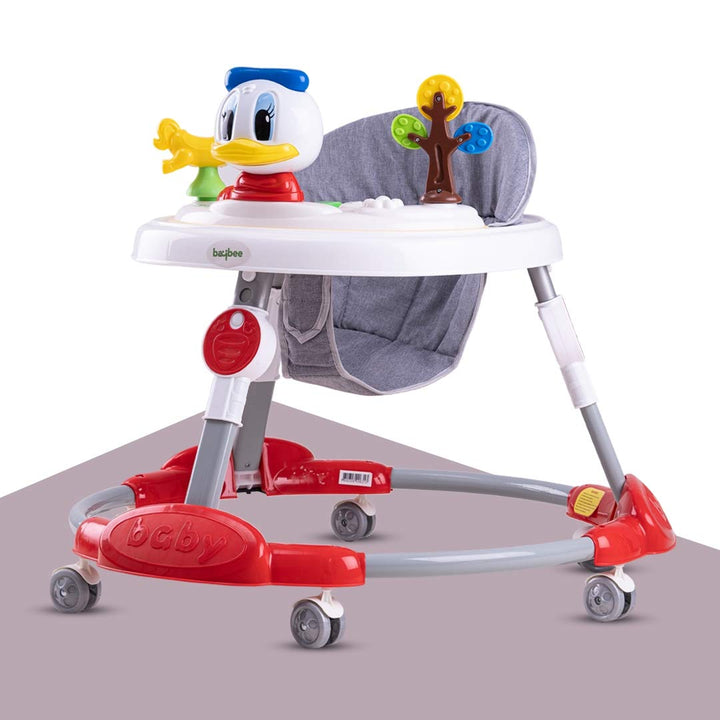 Kidzee Round Kids Walker with Foldable & 3 Height Adjustable | Walker for Baby with Baby Toys and Music, Baby Walker for Kids 6-18 Months