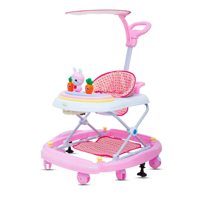 Bambi Round Baby Walker for Kids | Music Function with Canopy 3 Position Height Adjustable Kids Walker, Activity Walker for Babies/Children (6 Months to 2 Years)
