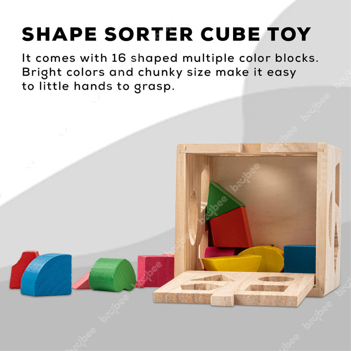 Wooden Geometric Shape Sorting Cube Toys for Kids, Wooden Box Case Color Shape Matching Sorter Blocks Games, Learning Educational Baby Toys Block for Kids 18 Months to 5 Years Boys Girls