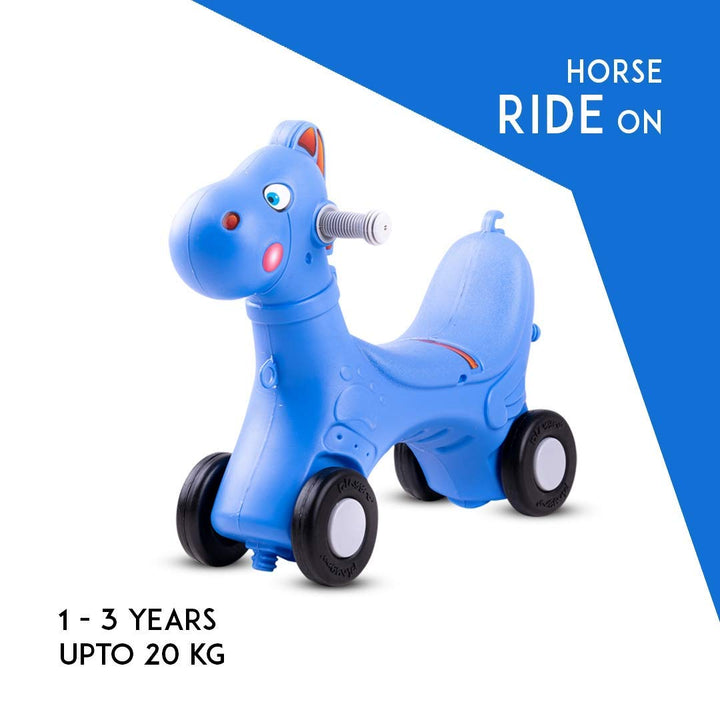 Kids Horse Ride On Car Toy Kids Baby Horse Push Car with Music Indoors & Outdoors Made in India for 1-3 Years Kids Car Rider Babies Boys & Girls - (Blue)