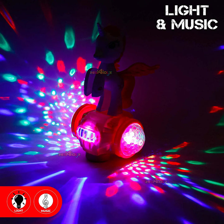 Rotating Musical Little Horse with 5D Light & Musical Sound Activity Play Center Toy with Bump and Go Functions for Kids