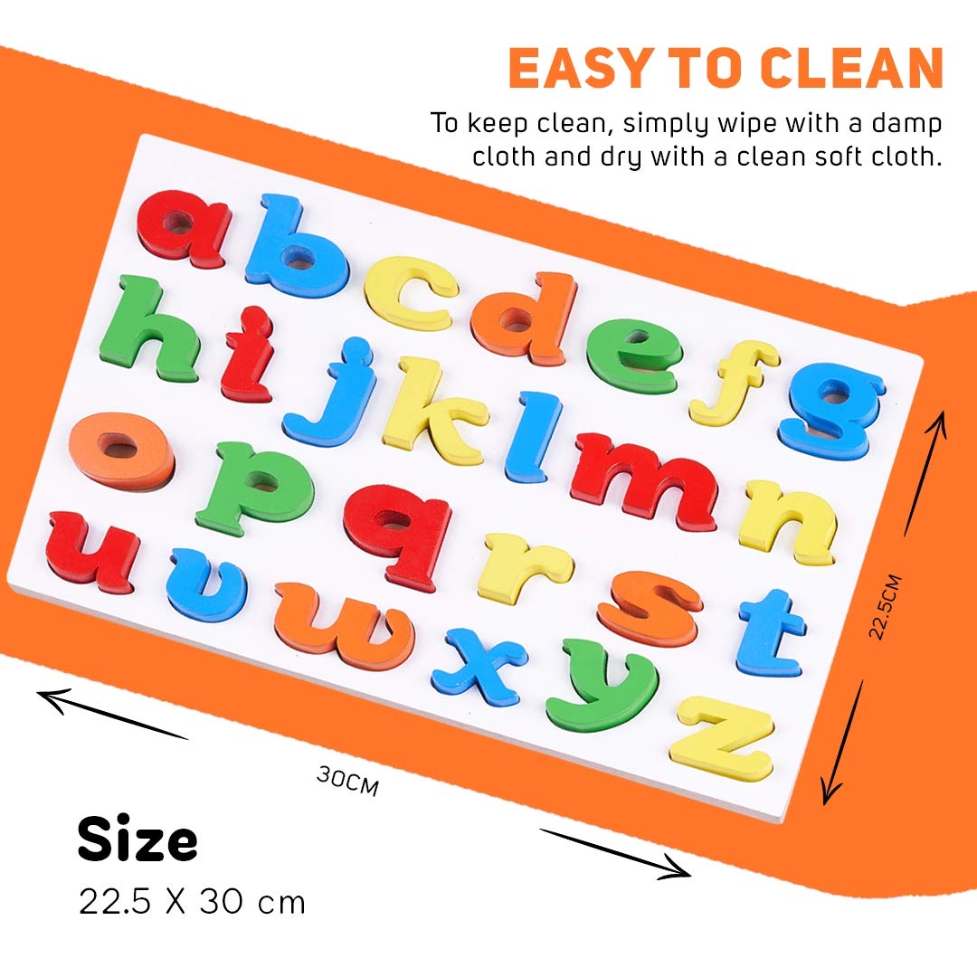 Wooden Alphabet and Color Learning Educational Board for Kids, a to z English Alphabet Puzzle with Knob, Educational Learning Wooden Puzzle Board for Kids, Children Boys & Girls