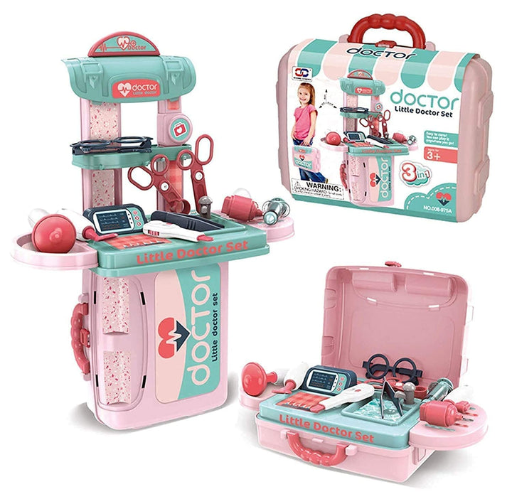 3 in 1 Doctor Set for Kids, Portable Pretend Play Little Doctor Set Toys for Kids, Role Play Doctor Set Kids Toys for Girls & Boys, Medical Accessories Toy Set, Suitcase Doctor Kit Toy for Kids