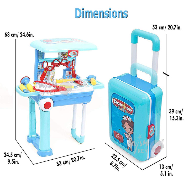 2 in 1 Little Doctor Play Set for Kids with Suitcase Trolley