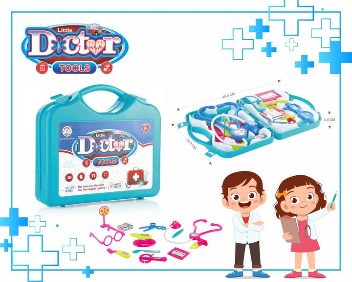 Aditi Toys® Doctor Playsets for Kids with Foldable Suitcase Color-Blue Age 3+ Years