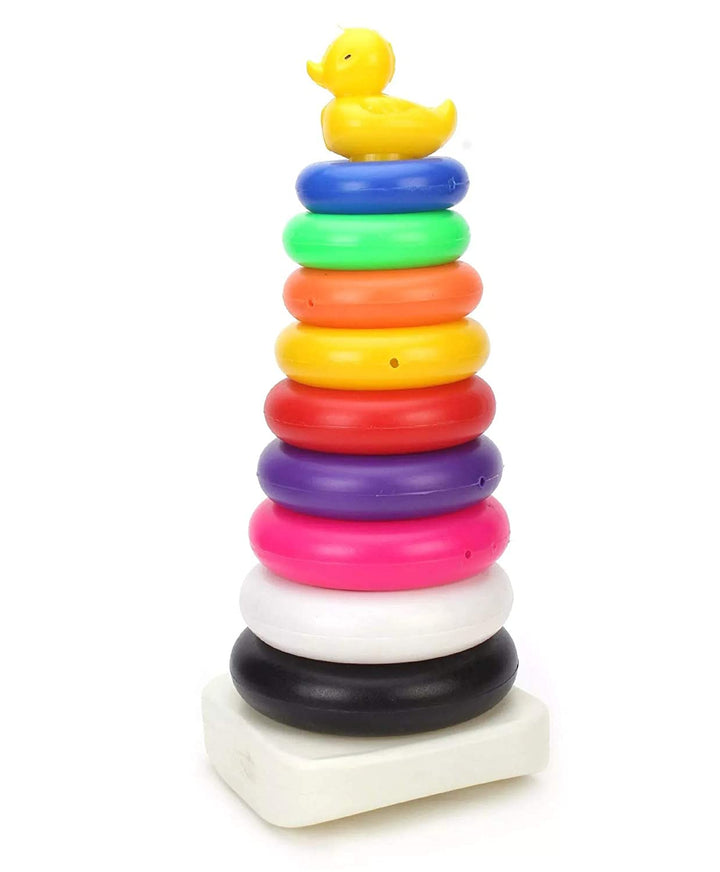 Ratna's Duck Stacking Ring for Kids - Stack A Ring , Multicolour Stacking & Sorting Toy with 9 Colourful Rings , Helps to Kids Recognize, Grasp, Shake and Stack , Preschoolers Toys 24 months+