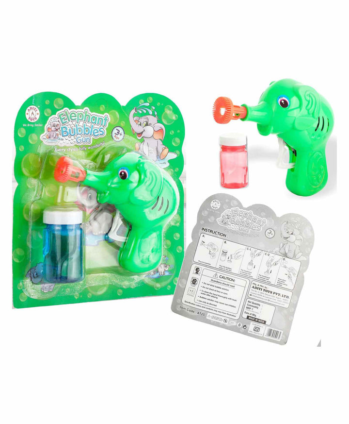 Elephant Shaped Bubble Gun with Solution - Green