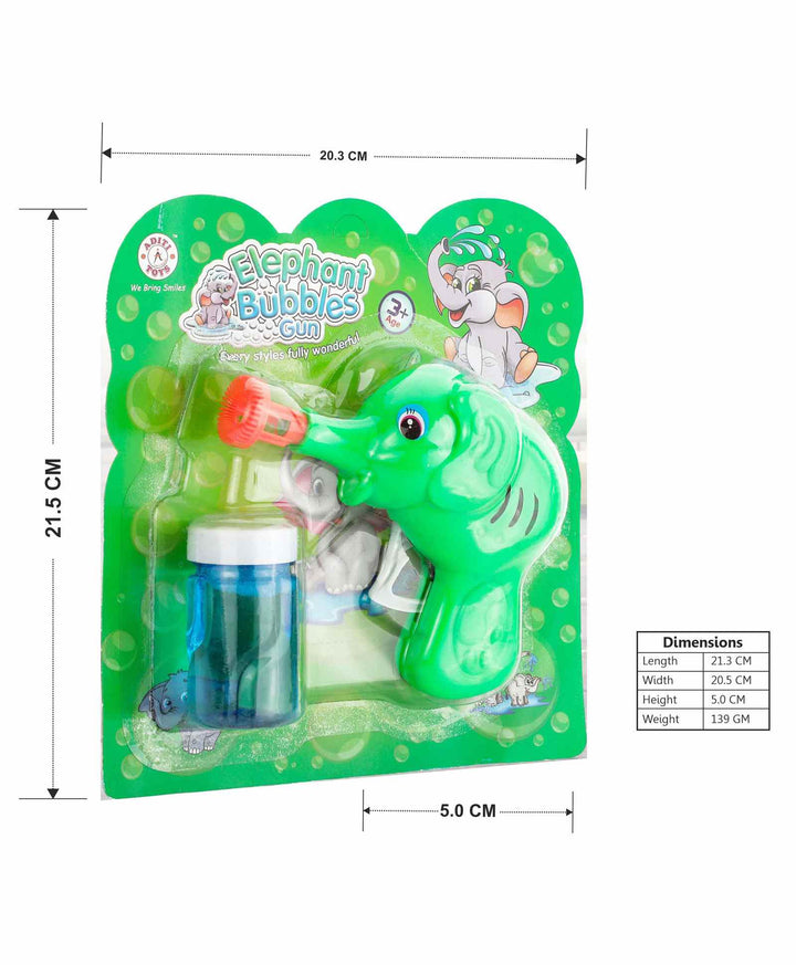 Elephant Shaped Bubble Gun with Solution - Green