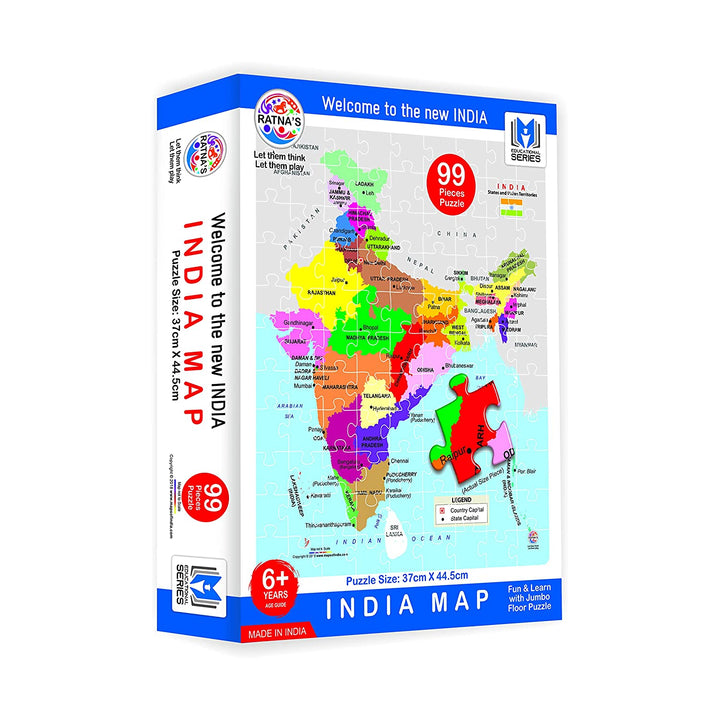 Ratna's Educational Jigsaw Puzzle Range for Kids (Welcome to the NEW India Map)