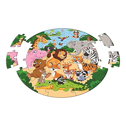 Kiddy Round Jigsaw Puzzle for Kids|40 Pieces Puzzle (jungle )