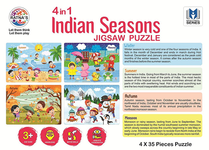 Ratna's 4 in 1 Indian Seasons Best Exciting Theme Baby/Infants Jigsaw Puzzle for Kids. 35 Pieces Each 36 Months & Up - 40 pcs Puzzle