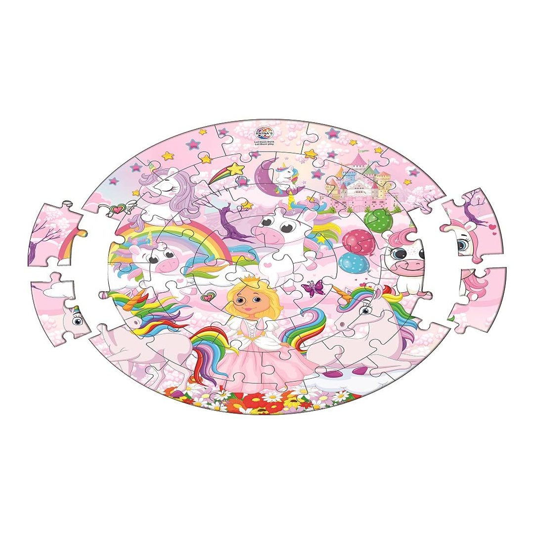 Ratna's Baby Boys & Girls Kiddy Unicorn 40 PCS Round Jigsaw Puzzle for Kids 36 Months & Up