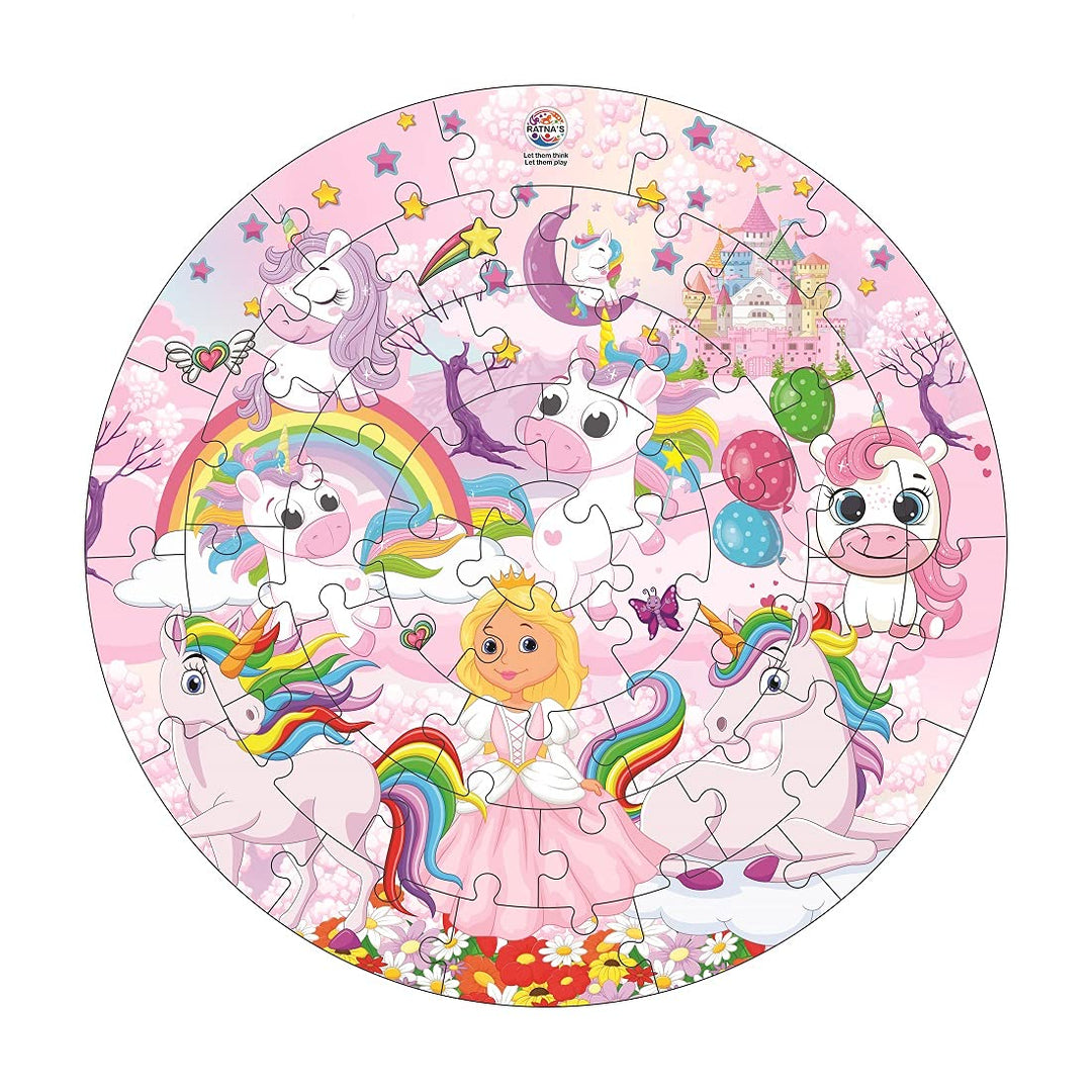 Ratna's Baby Boys & Girls Kiddy Unicorn 40 PCS Round Jigsaw Puzzle for Kids 36 Months & Up