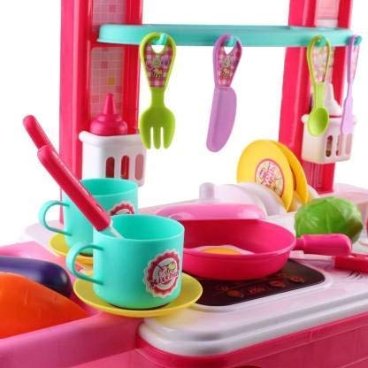 Catron Little Chef 2 in 1 Kitchen Play Set, Pretend Play Luggage Kitchen kit for Kids with Suitcase Trolley carrycase with Sound - Lights and Accessories Included- Multi Color