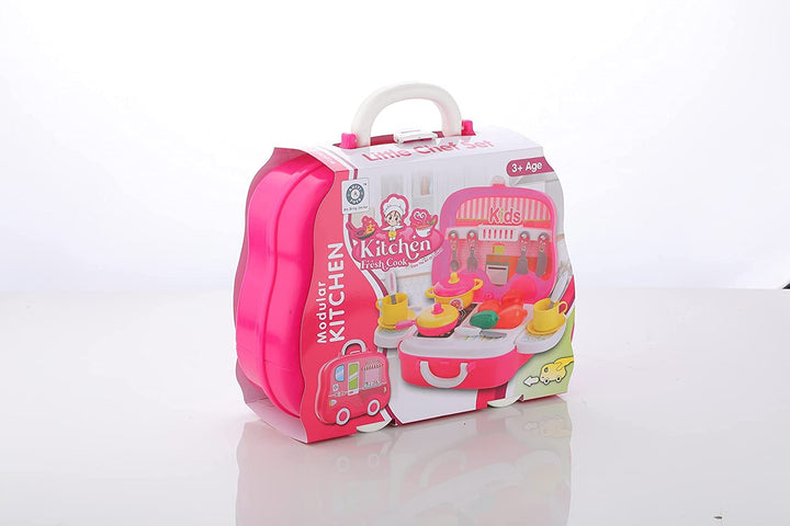 Plastic Luxury Kitchen Set Cooking Toy with Briefcase and Accessories Kids Age - 3+Years