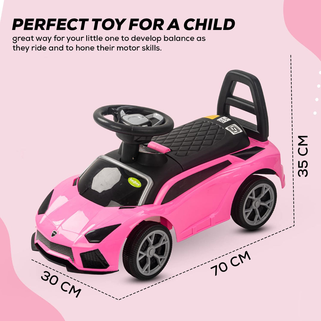 Baybee Push Ride on Kids Car, Baby Ride on Push Car for Kids with Music & High Backrest | Kids Baby Big Car Ride on Toys | Ride on Baby Car for Kids to Drive 1 to 3 Years Boys Girls