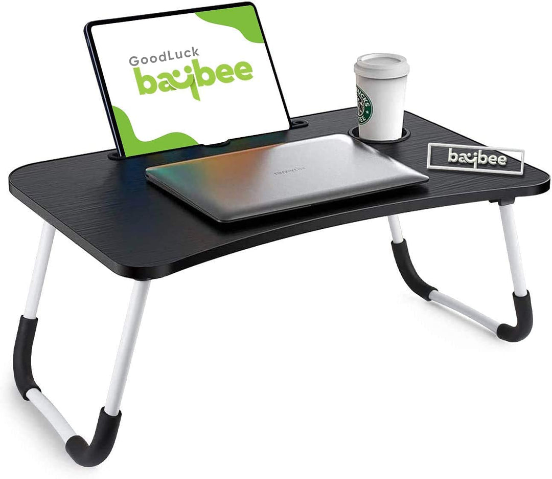 Zedo Foldable Laptop Table with Dock Stand & Cup Holder | Adjustable | Multi-Purpose Study Table | Bed Table | Table for Home | Rounded Edges | Non-Slip Legs