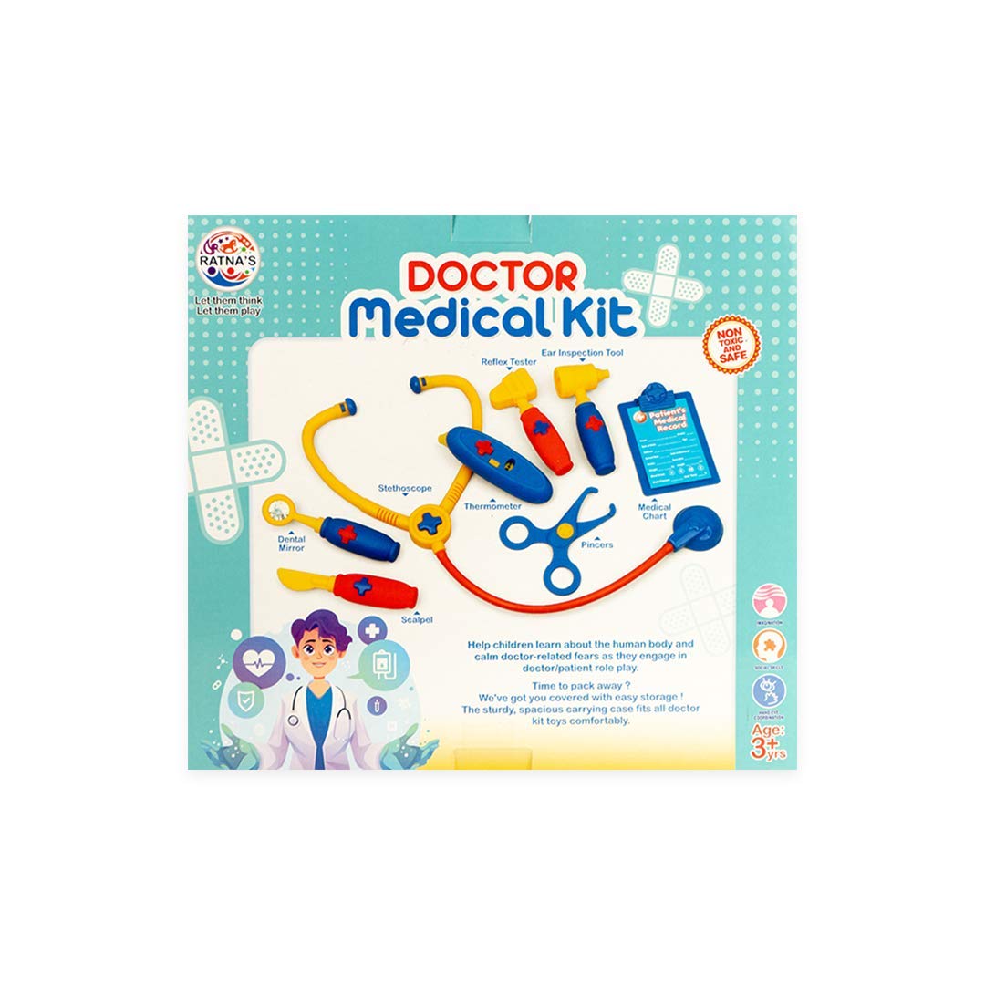 Ratna's Premium Quality Doctor Medical Kit for Kids. Includes 8 Different Medical Equipments
