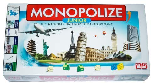 Monopolize Junior International Property Trading Board/Card Game for Kids, Girls, Boys and Family Ages 6+ Up