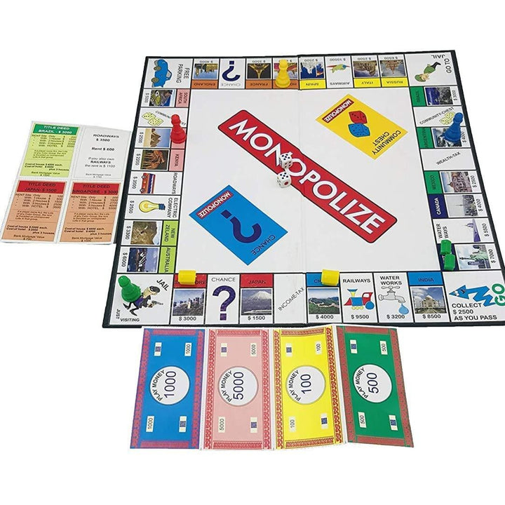 Monopolize International Property Trading Board/Card Game for Kids, Girls, Boys and Family Ages 6+ Up