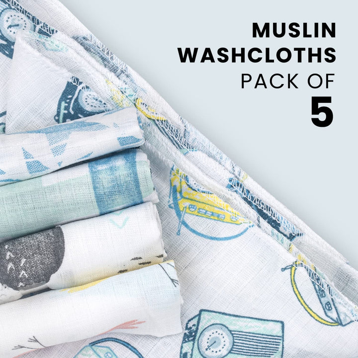 100% Muslin Cotton Baby Bath Face Towels Cotton Washcloths for Newborn, Washable 0-6 Months