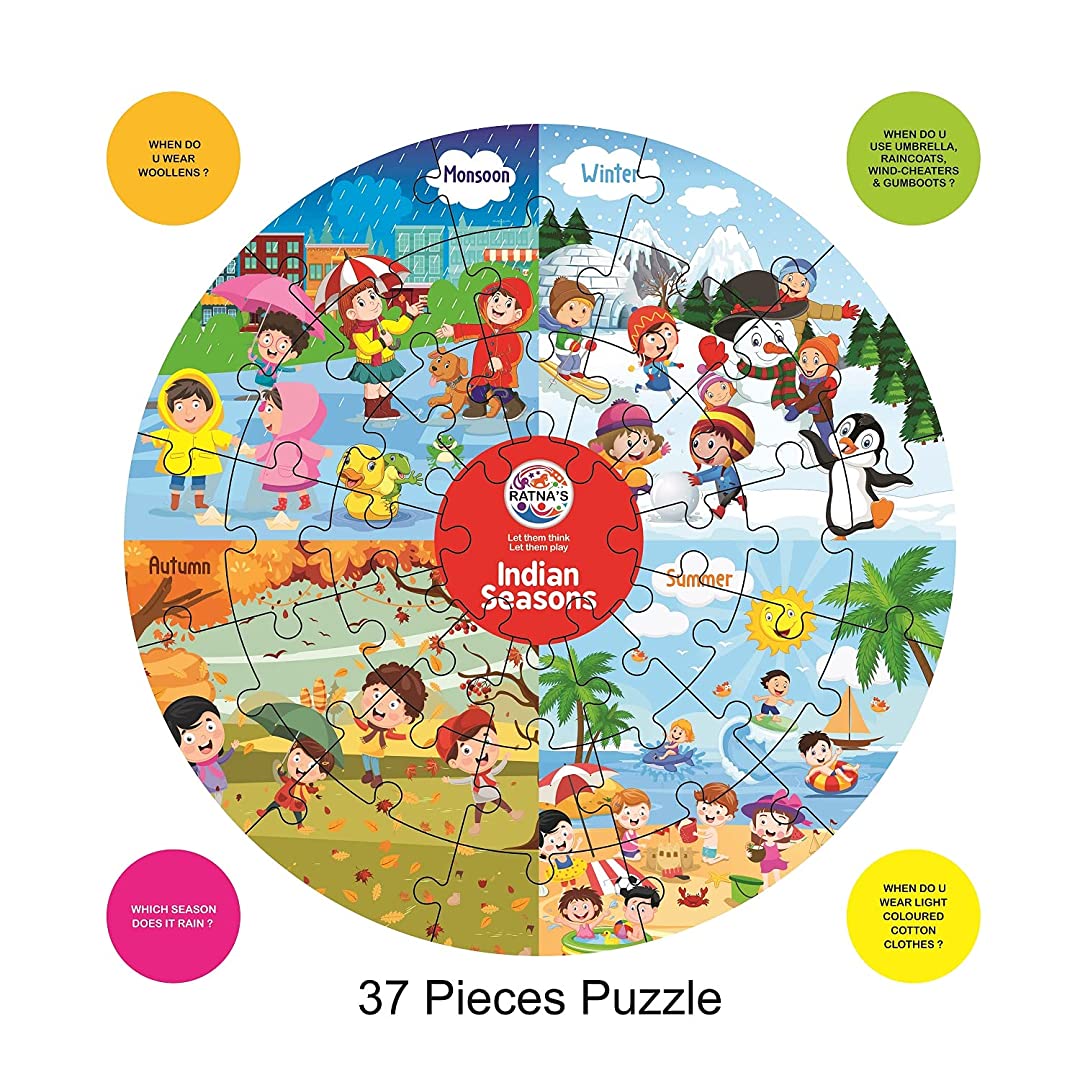 Ratna's Preschool Teacher 3 in 1 A Perfect Early Learner Jigsaw Puzzle for Kids 3 Years Up | Learn More About Days of The Week, Months of The Year & Different Indian Seasons 96 Pieces