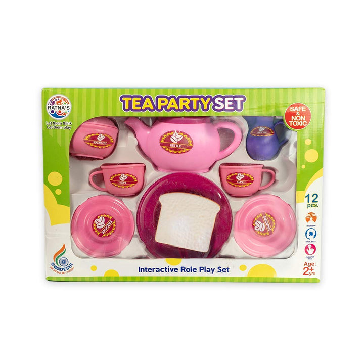 Ratna's Premium Quality Tea Party Set for Kids. 14Durable Plastic Pieces, Safe and BPA Free for Childrens Tea Party and Fun