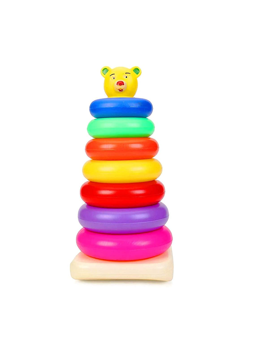 Ratna's Stacking Colouring Teddy 7 Rings (Big) Educational Toy for Preschoolers Kids 24 months - Multicolour Stack A Ring Stacking & Sorting Toy with 7 Rings , Helps to Kids Recognize, Grasp, Shake and Stack up