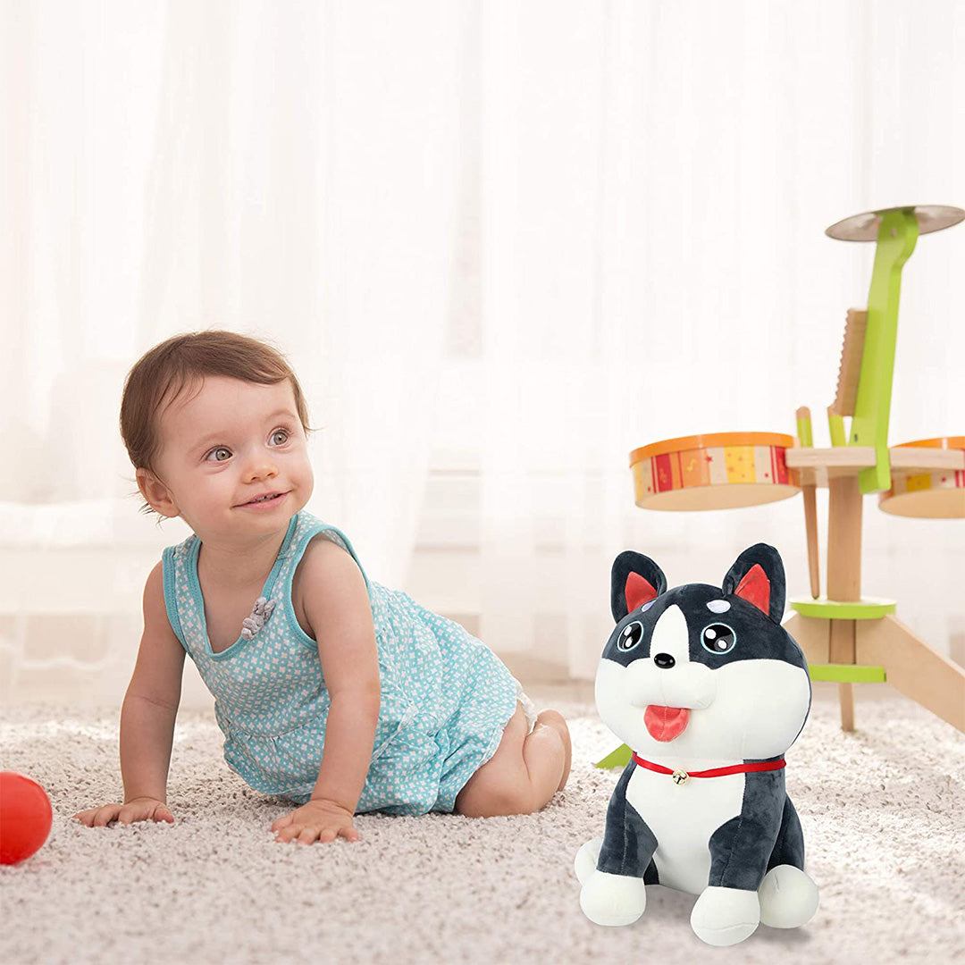Stuffed Cute Husky Tongue Dog Animal Soft Plush Toys for Kids Birthday Holiday Gift - (Grey, White)