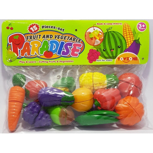 Toyzone Baby Pretend Play Tools Fruit And Vegetable Paradise Toy for Kids Gift 9 Pieces Set 4 Fruits, 2 Vegetables, 2 Knife & 1 Tray